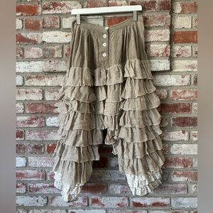 Magnolia Pearl Ruffle Bloomers Tan Linen Pants